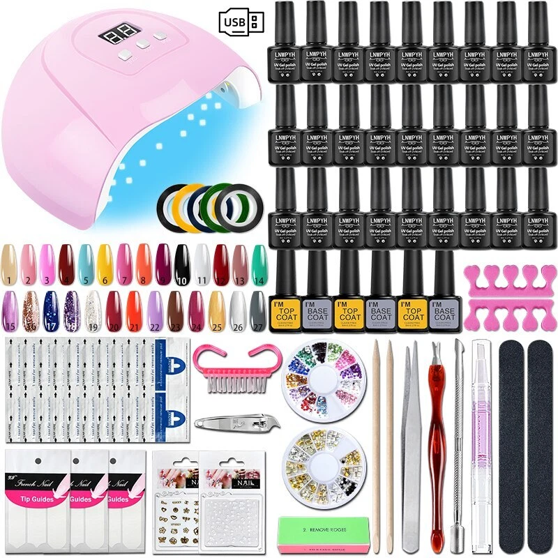 Manicure Set With 36W Nail Lamp UV Nail Gel Polish Kit 27/18/9/3 Colors Gel Set
Opens in a new windo