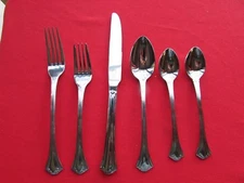 Breeze Pattern 6 Piece Place Set By Bon Chef 18/10 Stainless Salesman Samples