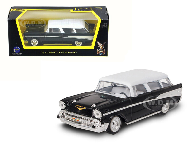 1957 CHEVROLET NOMAD BLACK & WHITE 1/43 DIECAST MODEL CAR ROAD