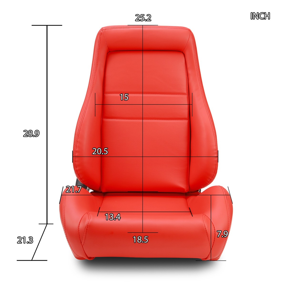 Universal Red OBS Style Reclinable PVC Leather Car Seats | Front