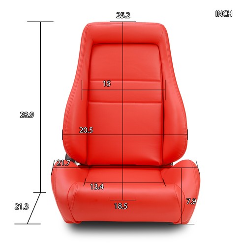 Universal 1 Par de Asientos Rojo Estilo OBS Reclinables PVC Cuero Asientos de Coche - Imagen 2 de 9