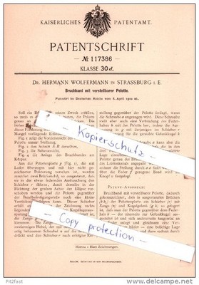 Original Patent  - Dr. Hermann Wolfermann in Strassburg i. E. , 1900 , Bruchband