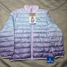 Eddie Bauer Jacket Youth Large 10/12 Purple Blue Ombre Down Puffer Packable