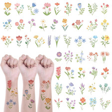 Flower Temporary Tattoos for Women Girls - 144P Realistic Floral Fake
