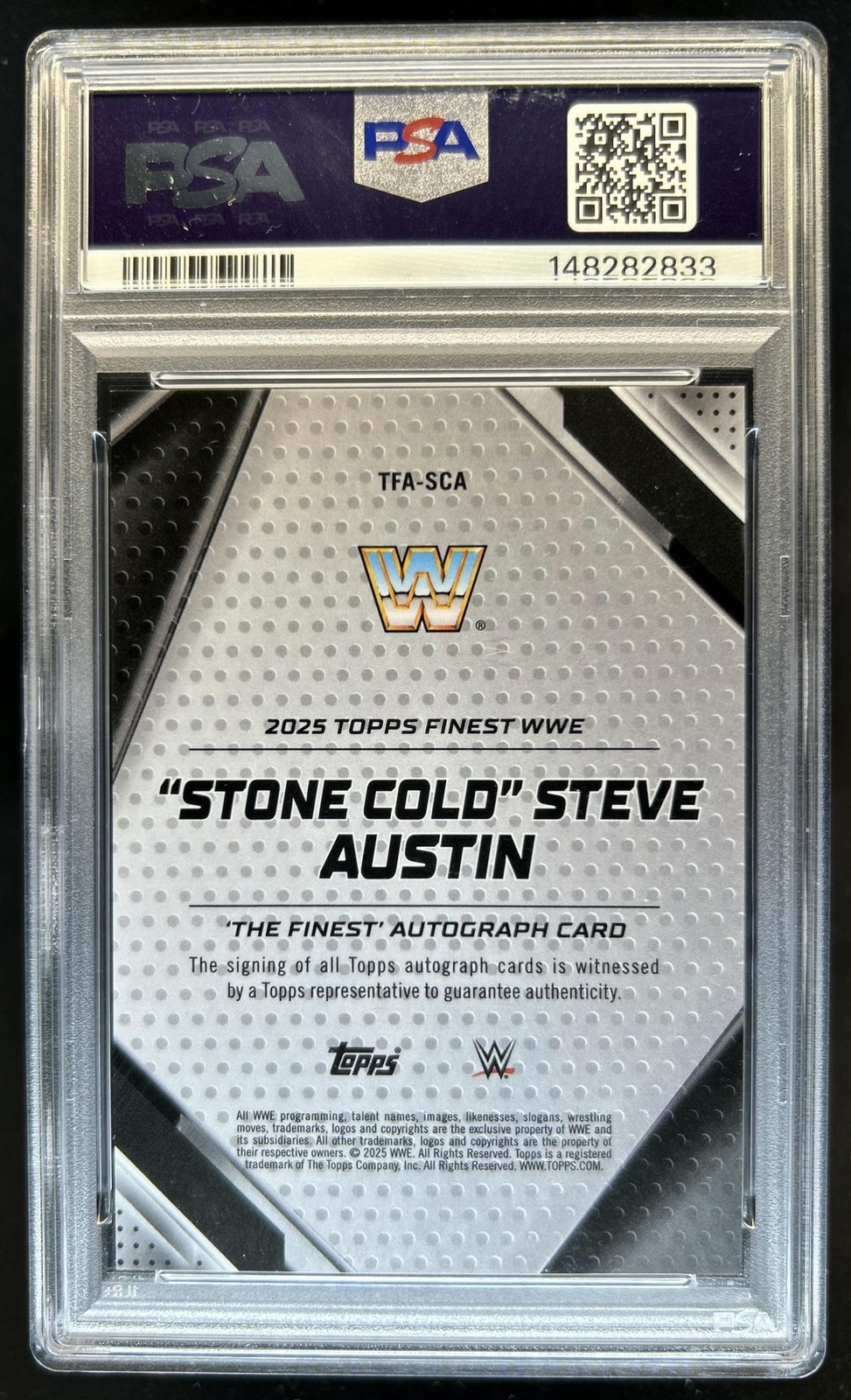 2025 Finest WWE "Stone Cold" Steve Austin The Gold Refractor Auto #/50 PSA 10 view 2