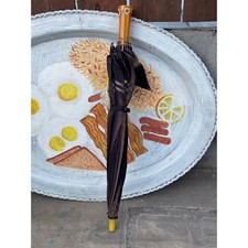 Vintage 1920 s Carved And Inlayed Bakelite Handle Beaudry Umbrella Parasol Deco