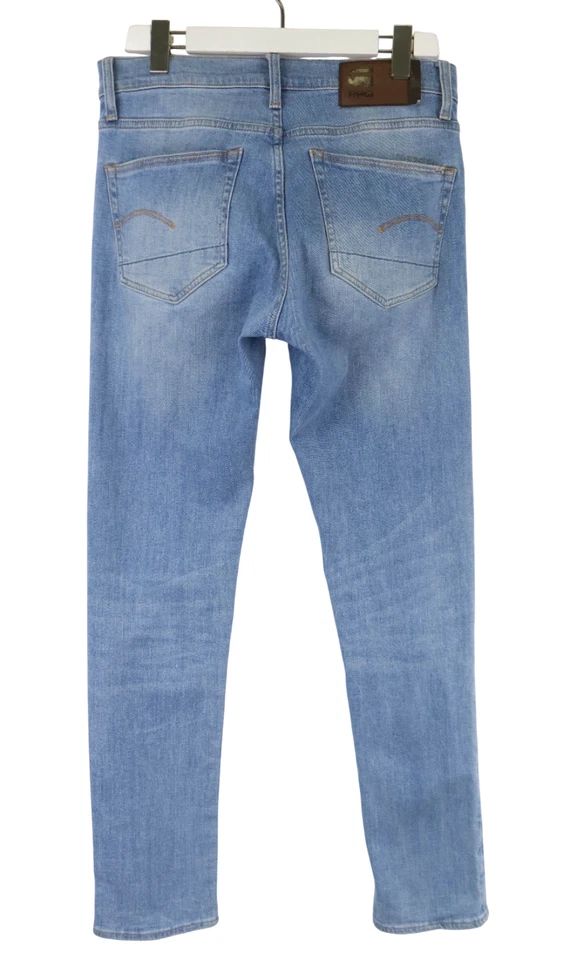 G-Star 3301 Herrenjeans W30/L32 Blau Denim Verblichen Schnurrhaare Knopf Fly - Bild 2 von 4