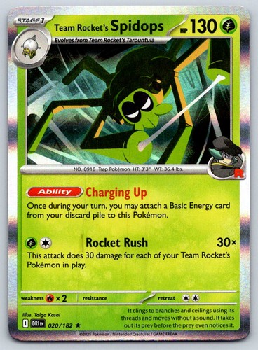 Team Rocket's Spidops Destined Rivals 020/182 Rare Holo Pokémon — English
