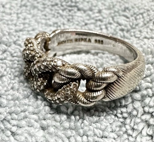 Vintage Judith Ripka Sterling Silver 925 Chain Link Ladies Ring Size 11 9.6 Gram