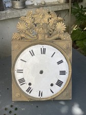 Façade fronton ancien cadran Emaillé horloge comtoise XIX°CLOCK Roi Soleil