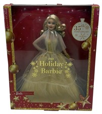 2023 Holiday Barbie Doll 35th Anniversary Blonde Mattel HJX04 NRFB Gold Gown
