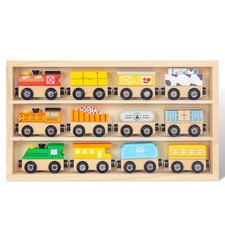 Wooden Train Sets for Toddlers, 12Pcs Train Toy Magnetic Sets Fits Brio, Thom...