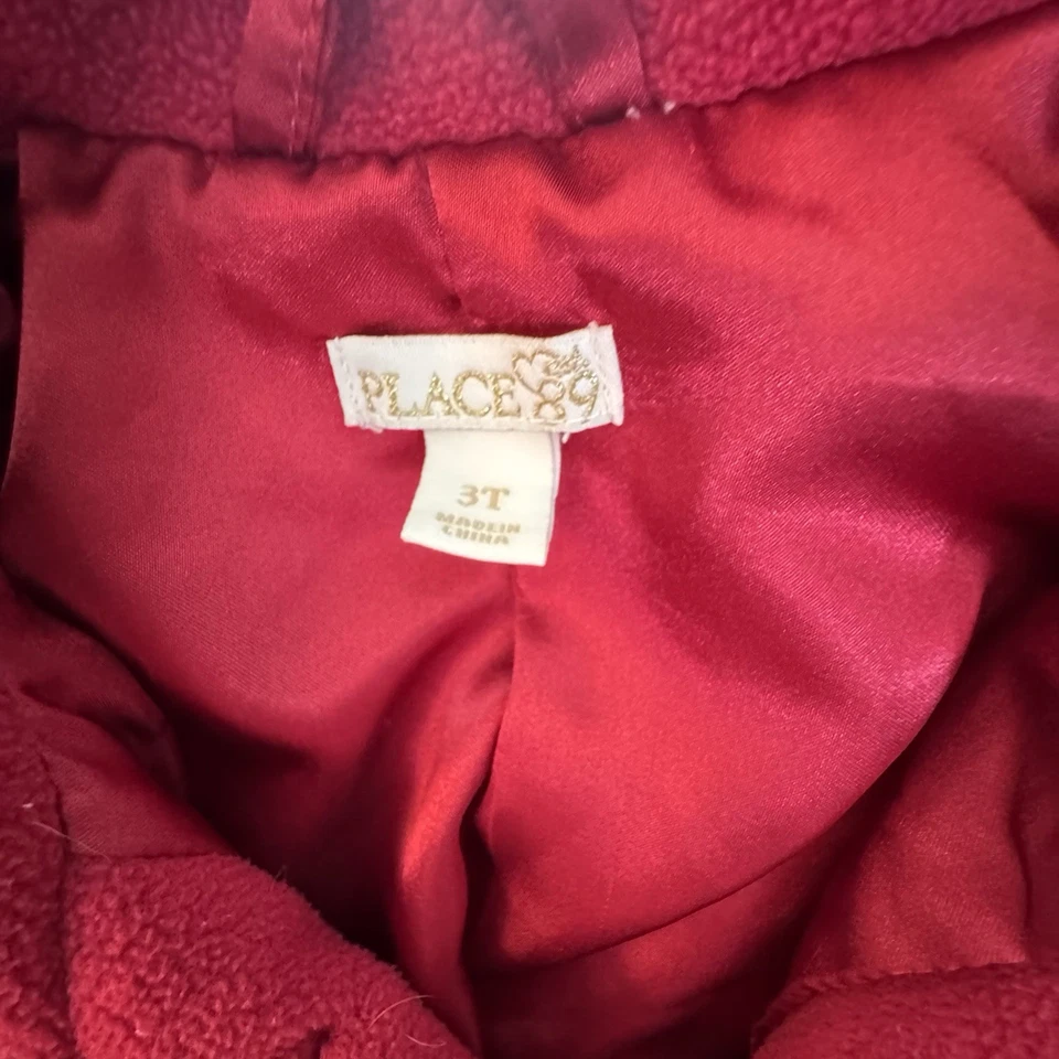 Abrigo forrado de manga larga polar rojo The Children's Place talla 3T chaqueta de vacaciones grls Foto 2 de 3