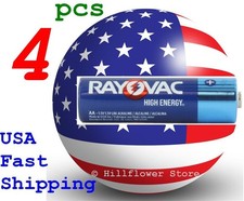 4 piece LR6 E91 AM3 Rayovac AA 1.5V Alkaline Batteries 10 year shelf time