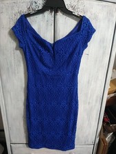 Guess Sweetheart Off The Shoulder Lace Dress Blue MIDI