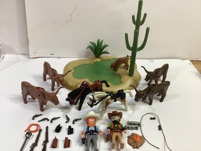 Playmobil 3801 Watering Hole Complete Set Western, Cowboy, Longhorn,  Retired ‘94