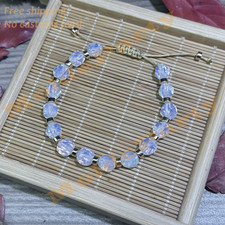 Natural Gemstone Opal 8mm Clear Braided Bracelet Healing Women Girls Dainty Gift