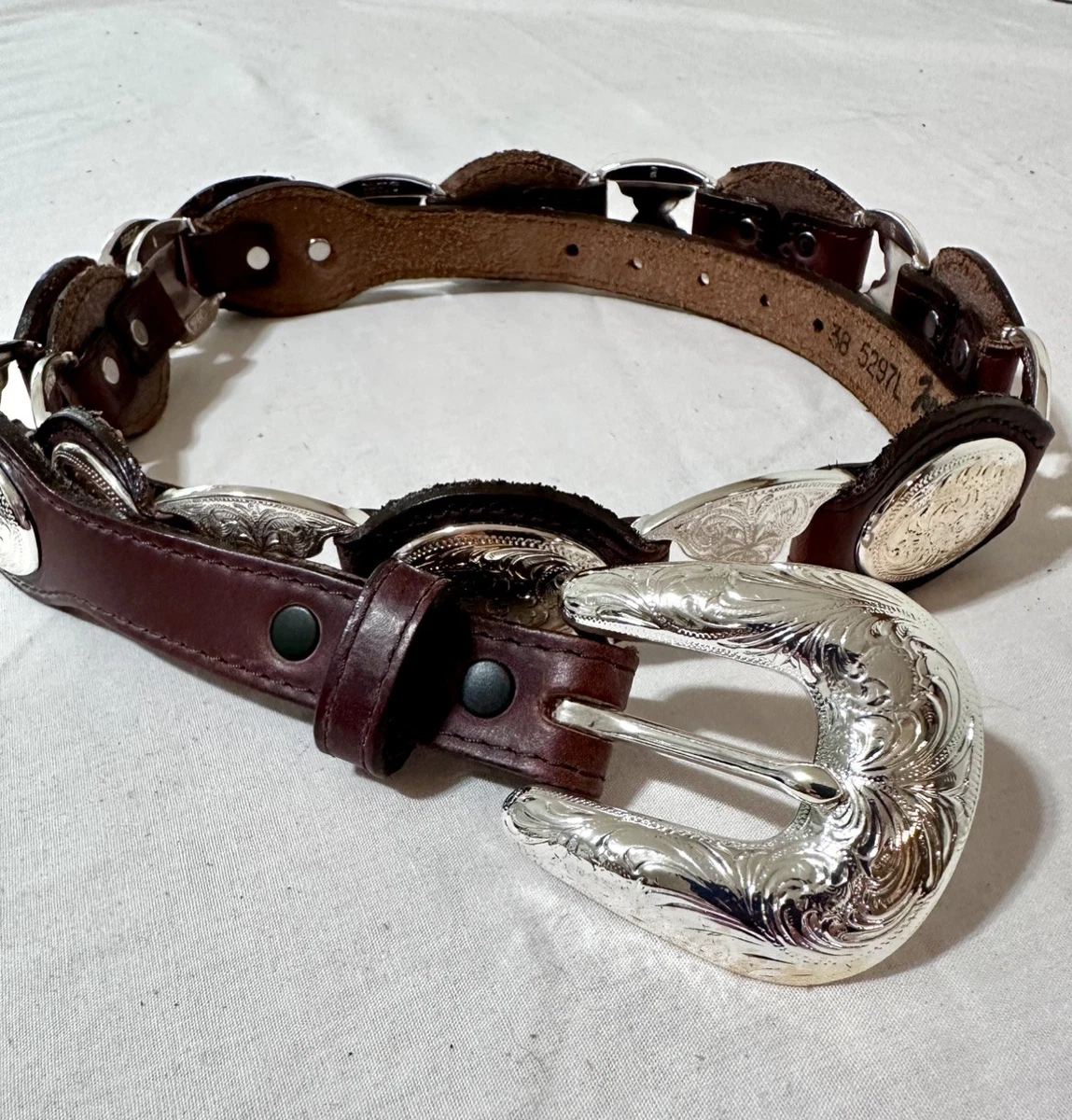 Vintage Horsehair Western‎ Leather Belt Concho Statement Cowgirl Size 44 1160975975_tp.jpg main image 2