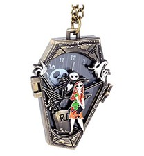 Ddjbdb Quartz Pocket Watch with Necklace Chain, Hollow Night-mare Design Mens