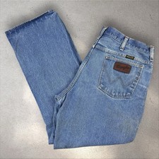 VTG 70s Wrangler Flare Jeans Fit 35x29 Distressed Bootcut Denim Scovill 82620NV