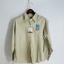 NWT Tri-Mountain Bremerton Boardwalk Embroidered Button-Up Shirt Beige Size M