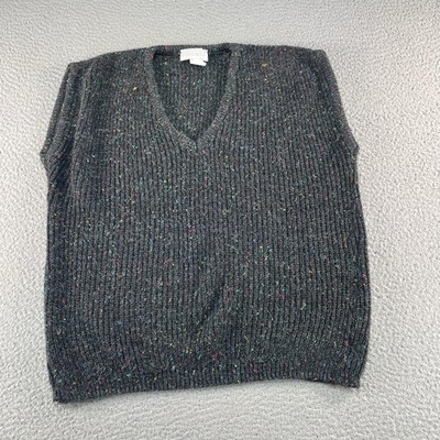 Vintage Sweater Vest Womens Large Gray Speckled Academia Preppy Made USA 90s