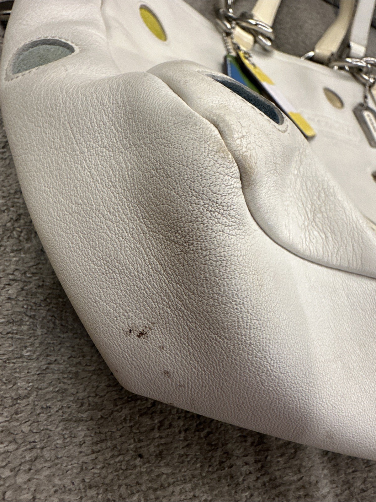 COACH 3678 Dot Gallery Tote Bag Ivory Multicolor Patent Leather Logo thumbnail 4