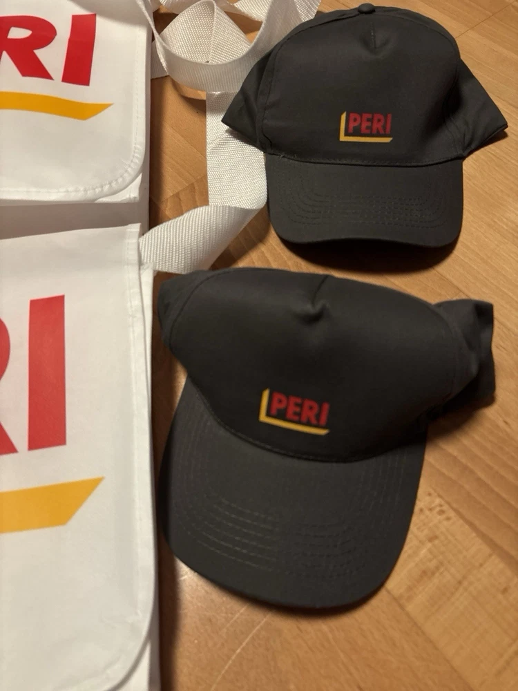 Peri Werbetasche mit Kappe, Neu, Bauma 2025 München, 2 Taschen und 2 Kappen