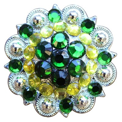 77HS 1.5 In Lemon Green Crystals Berry Silver Bling Headstall Saddle Hilason