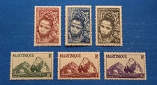Martinique Stamps, Scott 217-222 Short Set MNH