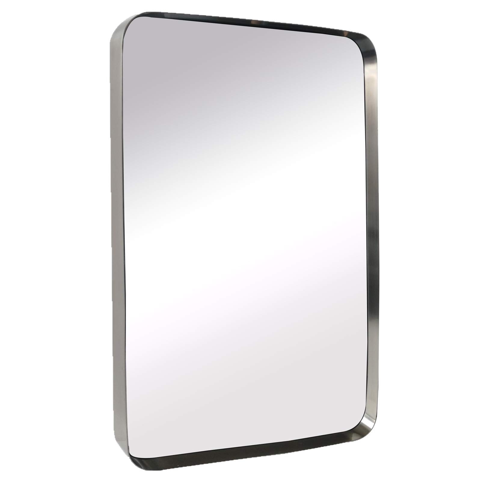Bathroom Mirror Rounded Rectangle Brushed Silver Van