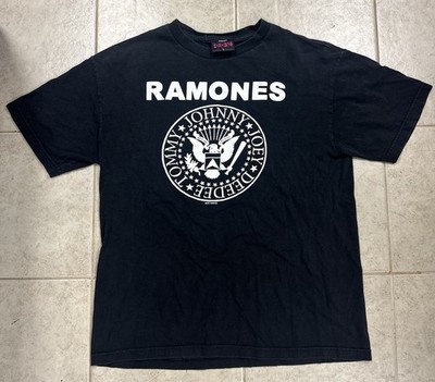 Vtg Ramones Shirt Adult Large Black Tour Concert Band Tee Faded Rare Grunge 2004
