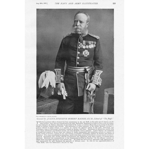 General Sir Julius Augustus Robert Raines - Antique Print 1897