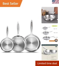 Stainless Steel Frying Pan Set 8 10 12 Inch Cookware Nonstick Compatible