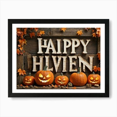 Herbst Thema Wortkunst mit Th gerahmtem Wandbild Poster Leinwanddruck Bild