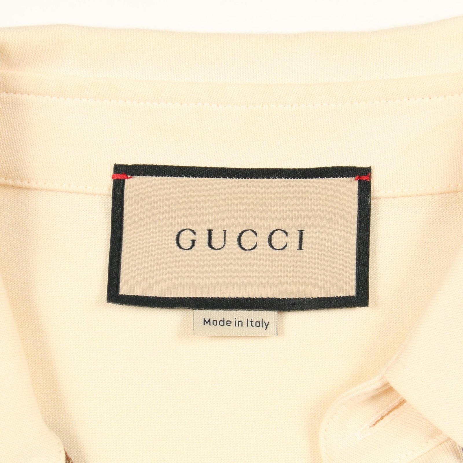 GUCCI Maxi GG Polo shirt 682015 silk cotton Beige Used mens size M thumbnail 3