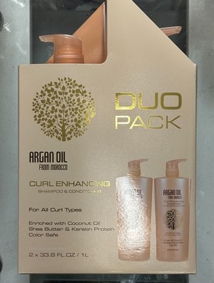 2-Pk ARGAN OIL Morocco~ Shea Butter Keratin CURL ENHANCING SHAMPOO + CONDITIONER