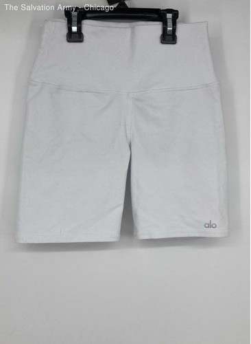 Alo Yoga Womens White 4-Way Stretch 7" High-Waist Biker Shorts Size Small