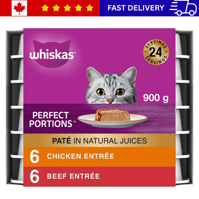 Whiskas Perfect Portions Wet Cat Food 12x75g Pate Meaty Selection Tray