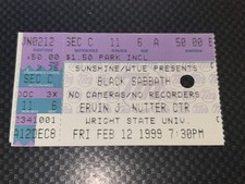 Black Sabbath 1999 concert ticket stub Pantera reunion tour 2/12/99