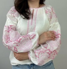 Woman Vyshyvanka Ukrainian embroidery embroidered blouse 100 Linnen Hand Made