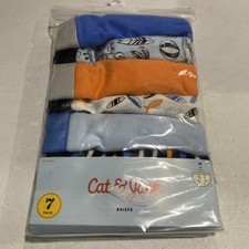 Cat  Jack Boys Briefs Underwear 100 Cotton Blue Surf Size 8 Medium M 7 Pack