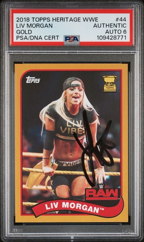 2018 TOPPS HERITAGE All Rookie ⭐️Cup WWE #44 LIV MORGAN True GOLD /10 Psa 6 Auto - Picture 1 of 3