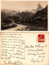 Zermatt La Vierge et le Cervin Postcard 1925 Mailed Switzerland Vintage Sepia