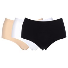 Rhonda Shear 3 Pack Invisible Edge Mid-Rise Brief Underwear Black/Light Beige/Wh