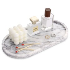 Oval Marble Bathroom Vanity Tray, Natural Luxury Marble Home Kitchen Bathroom...