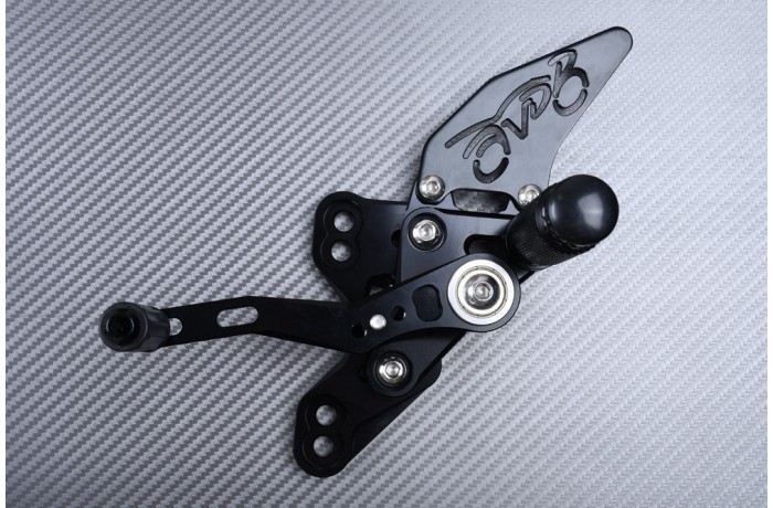 Commandes reculées bleues Honda CB 650R pour posture sportive sur route