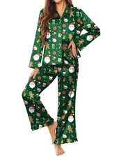 Ekouaer Silk Satin Pajamas Set Womens Long Sleepwear Button Down 2 Piece Clas...