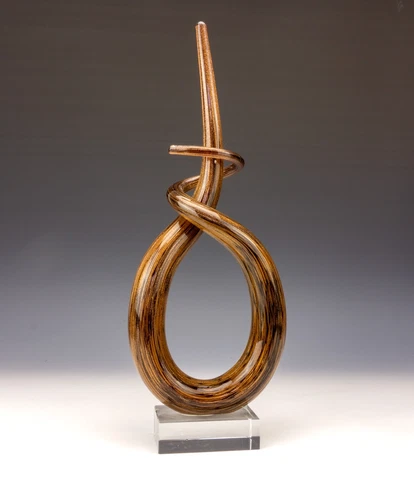 Murano Glass Bronze & Gold Inclusions - Love Knot Art Object