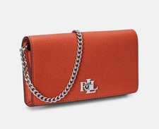 Ralph Lauren Phone Turn-Lock Chain Crossbody Leather Tech Case Bag Rust Orange